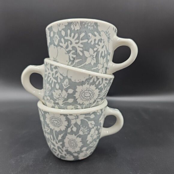 Vintage Wallace China Restaurant Ware Coffee Cups Festival Gray 11-P Set of 3 - Picture 1 of 9